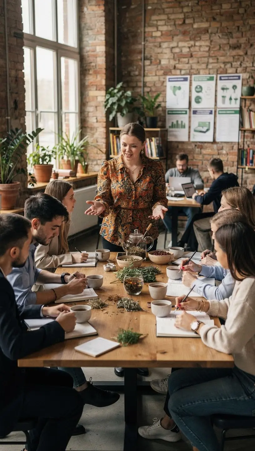 Sveikos gyvensenos ritualas – moteris geria žolelių arbatą ryte šviesiame kambaryje